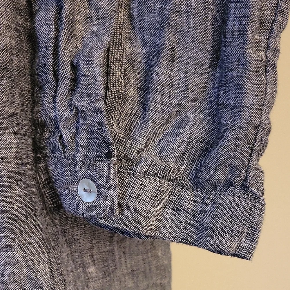 Tahari Long Sleeve Gray Linen Dress a line Sz Large  loose fit - Picture 3 of 6